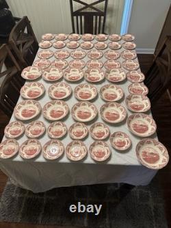 Johnson Brothers Old Britain Castles Red Ceramic Dinner Set 77pc