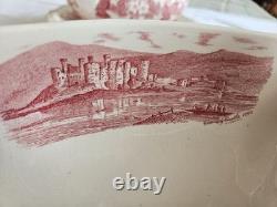 Johnson Brothers Old Britain Castles Red Transferware Footed Soup Tureen with Lid