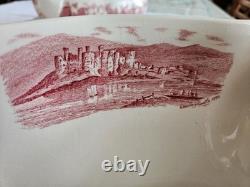 Johnson Brothers Old Britain Castles Red Transferware Footed Soup Tureen with Lid