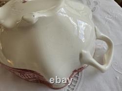 Johnson Brothers Old Britain Castles Red Transferware Footed Soup Tureen with Lid