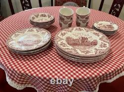 Johnson Brothers Old Britain Castles (pink) set of four 5-piece place settings