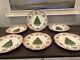 Johnson Brothers Old Britain Pink Christmas Tree Lunch /salad Plates Set 6 New