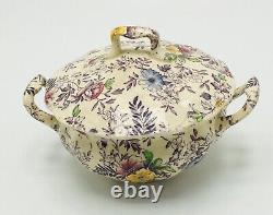 Johnson Brothers Old English Chintz Lavender Multi-Color Sugar Bowl with Lid