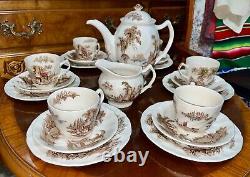 Johnson Brothers Old Mill Tea Coffee Pot Set 6 Cup Saucer Plate Creamer England