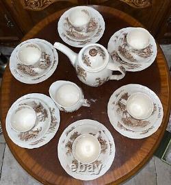 Johnson Brothers Old Mill Tea Coffee Pot Set 6 Cup Saucer Plate Creamer England