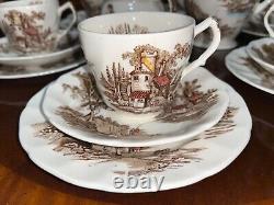 Johnson Brothers Old Mill Tea Coffee Pot Set 6 Cup Saucer Plate Creamer England