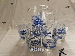 Johnson Brothers Pagoda Glass Pitcher (dicontinued) With 4 Juice Glassesnew