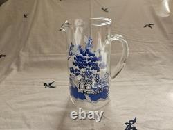 Johnson Brothers Pagoda Glass Pitcher (dicontinued) With 4 Juice Glassesnew