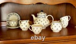 Johnson Brothers Petite Fleur Tea Setteapot, Sugar Bowl, Creamer, Cups, Saucers