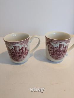Johnson Brothers Red/White Transferware Old Britain Castles 27 Pieces