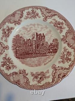 Johnson Brothers Red/White Transferware Old Britain Castles 27 Pieces