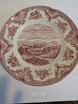 Johnson Brothers Red/White Transferware Old Britain Castles 27 Pieces