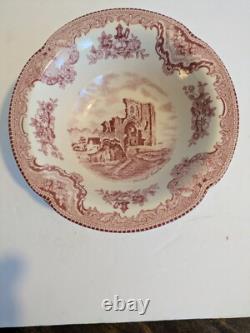 Johnson Brothers Red/White Transferware Old Britain Castles 27 Pieces
