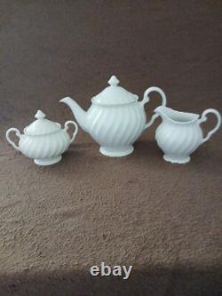 Johnson Brothers Regency White Swirl Three Piece Tea Set