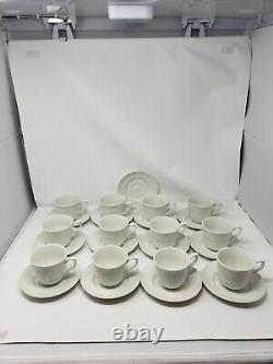 Johnson Brothers Richmond White 12 Coffee/Tea Cups WithSaucers Embossed Trellis