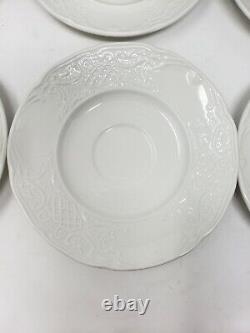 Johnson Brothers Richmond White 12 Coffee/Tea Cups WithSaucers Embossed Trellis