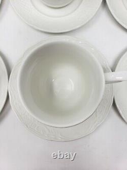 Johnson Brothers Richmond White 12 Coffee/Tea Cups WithSaucers Embossed Trellis