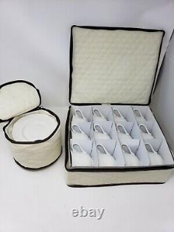 Johnson Brothers Richmond White 12 Coffee/Tea Cups WithSaucers Embossed Trellis