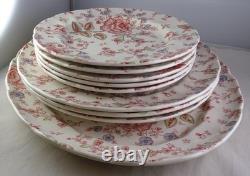Johnson Brothers Rose Chintz 14 Platter, 3 Dinner Plates + 5 Salad Plates 1883