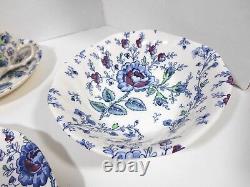 Johnson Brothers Rose Chintz Blue 5 Piece Dinner Set Dinnerware 1995 Rare Vtg