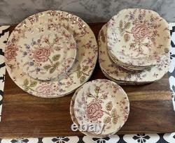 Johnson Brothers Rose Chintz Ironstone made in England 24 Piece Black Label O1