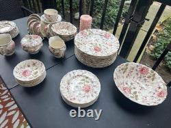 Johnson Brothers Rose Chintz Ironstone made in England 24 Piece Black Label O1