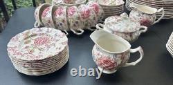 Johnson Brothers Rose Chintz Ironstone made in England 24 Piece Black Label O1