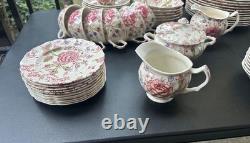 Johnson Brothers Rose Chintz Ironstone made in England 24 Piece Black Label O1