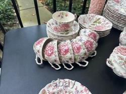Johnson Brothers Rose Chintz Ironstone made in England 24 Piece Black Label O1
