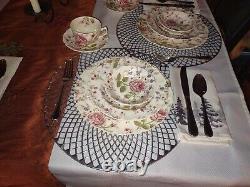 Johnson Brothers Rose Chintz Pink Dinner Set For 12 Vintage Floral England