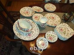 Johnson Brothers Rose Chintz Pink Dinner Set For 12 Vintage Floral England