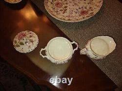 Johnson Brothers Rose Chintz Pink Dinner Set For 12 Vintage Floral England