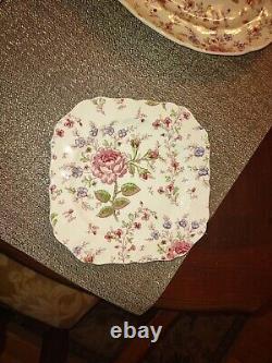 Johnson Brothers Rose Chintz Pink Dinner Set For 12 Vintage Floral England