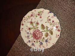 Johnson Brothers Rose Chintz Pink Dinner Set For 12 Vintage Floral England