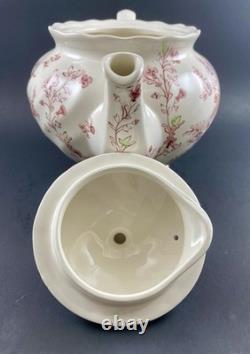 Johnson Brothers Rose Chintz TEAPOT w 4 DEMITASSE Cups & Saucers England Discont