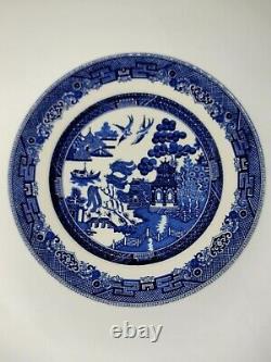 Johnson Brothers SET of 8 BLUE WILLOW 10.25 Dinner Plates Oriental IMPERFECTION