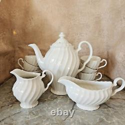 Johnson Brothers Snowhite Regency 10 Piece Coffee Pot Set, White Ceramic Teapot