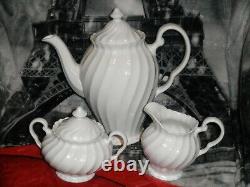 Johnson Brothers Snowhite Regency Coffee Pot, Sugar Bowl and Creamer Set EC