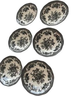 Johnson Brothers Soup Cereal Bowl 6 1/2 inch Asiatic Pheasant Black Set of 6