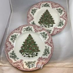 Johnson Brothers TWO England 1883 Old Britain Castles Dinner Plate Pink & Green