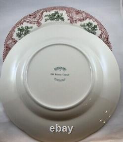 Johnson Brothers TWO England 1883 Old Britain Castles Dinner Plate Pink & Green