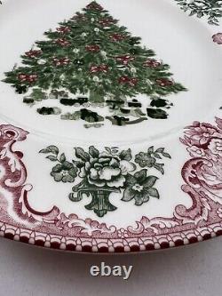 Johnson Brothers TWO England 1883 Old Britain Castles Dinner Plate Pink & Green