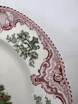 Johnson Brothers TWO England 1883 Old Britain Castles Dinner Plate Pink & Green