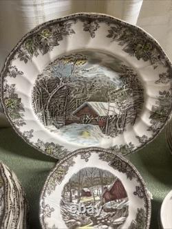 Johnson Brothers The Friendly Village School House, Cover Bridge, 45 PC Set