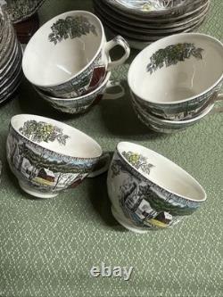 Johnson Brothers The Friendly Village School House, Cover Bridge, 45 PC Set