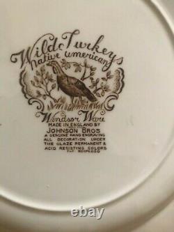 Johnson Brothers Wild Turkeys 21 Platter & 8 Matching 11 Plates