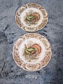 Johnson Brothers Wild Turkeys Native American 8 Salad Plates Set of 2 MINT