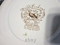 Johnson Brothers Wild Turkeys Native American 8 Salad Plates Set of 2 MINT