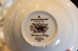 Johnson Brothers Woodland Wild Turkeys 4 Soup Bowls 6 1/8 by 1 3/4