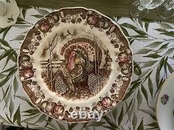 Johnson Brothers'his Majesty'turkey Dinner Plates Set Of 8 Holiday Thanksgiving
